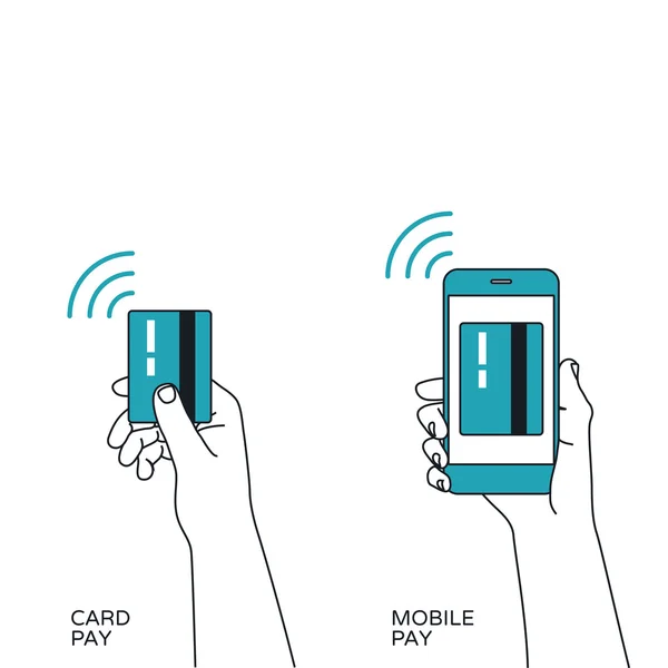Contactloze card betaling en mobiel betalen — Stockvector