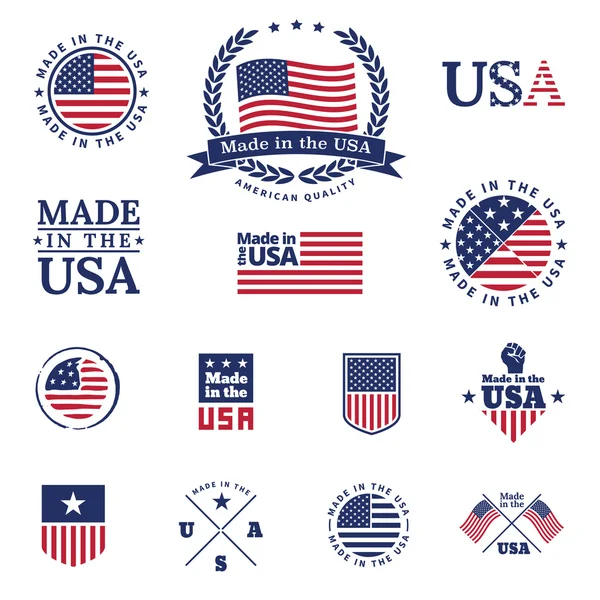 Made in the USA - signs and labels collection. — Stock Vector