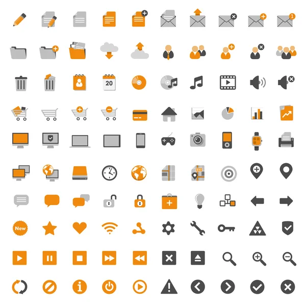 Conjunto de 100 iconos de diseño plano multimedia — Archivo Imágenes Vectoriales