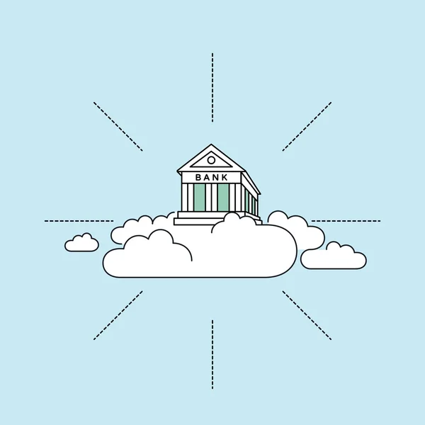 Bank in de afbeelding van wolken. Rechtenvrije Stockillustraties