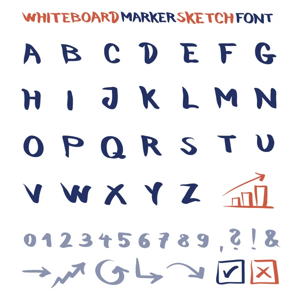 Whiteboard marker schets lettertype. Stockvector