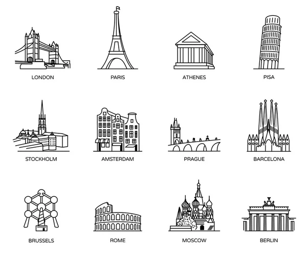 Europe landmarks and favorite travel places Stock Vector