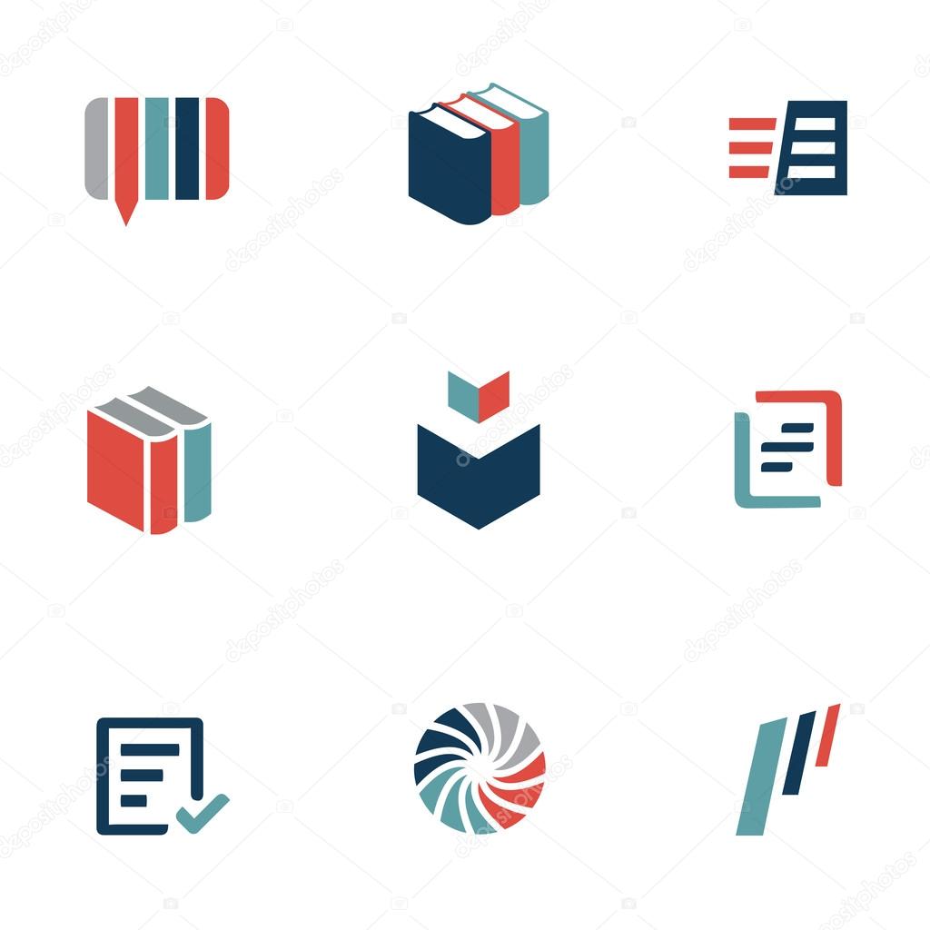 Set of book and language icons. Translation services and dictionary concept.