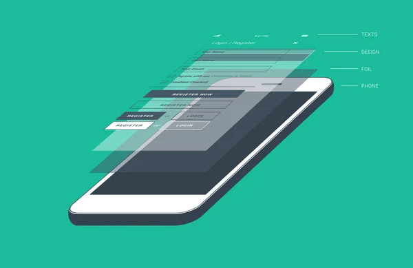 Tela do telefone móvel dividida em camadas —  Vetores de Stock