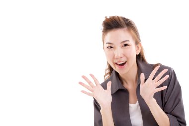 kameraya, beyaz izole seyir çıktıktan iş kadını