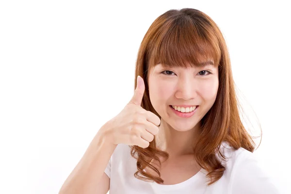 Woman giving thumb up — Stock Photo, Image