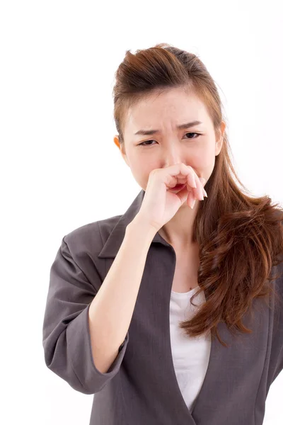 Kranke Geschäftsfrau leidet an Erkältung oder Grippe — Stockfoto