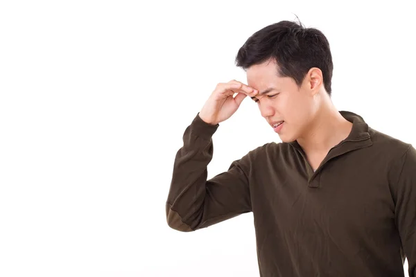 Malade, l'homme stressé souffre de maux de tête — Photo