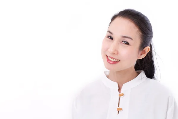 Portrait of happy asian woman with scar — Stock Photo, Image