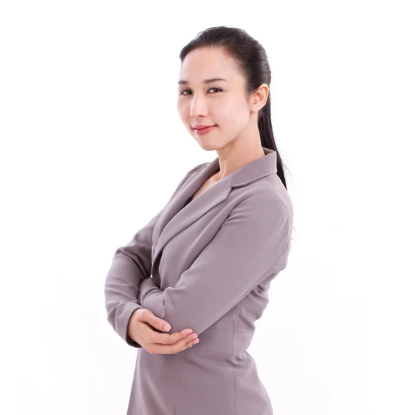 Usmívající se, šťastná, sebevědomá žena business executive portrét — Stock fotografie
