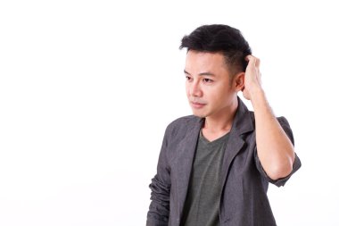 tereddüt, doubeful adam, beyaz izole arka plan