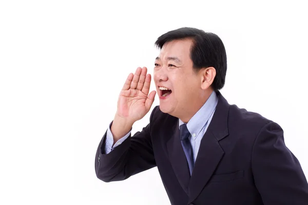 Feliz executivo sênior de negócios gritando — Fotografia de Stock
