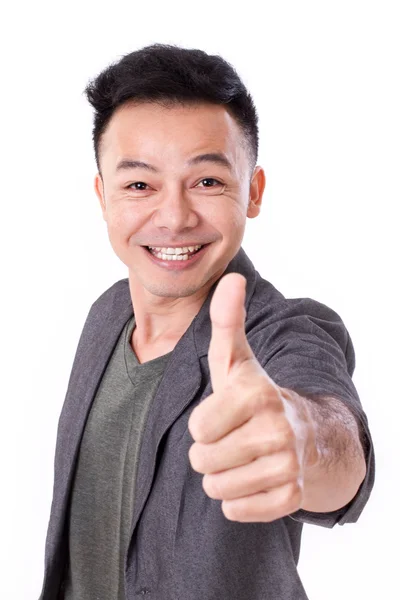 Happy, exited man giving thumb up — Stock Photo, Image