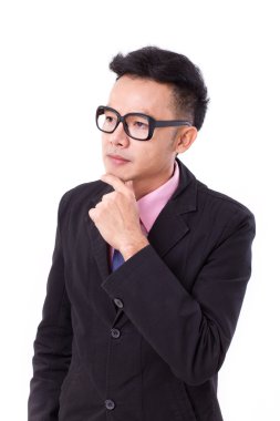 düşünme, gözlük ile akıllı iş adamı