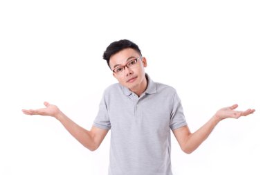 Shrugging, izole studio adam üzgün