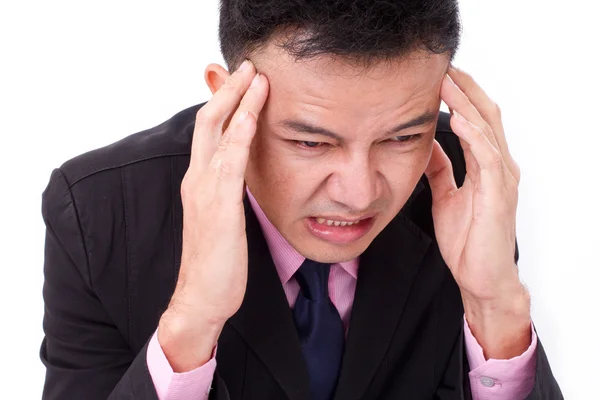 Affärsman lider av sjukdom, svår huvudvärk — Stockfoto