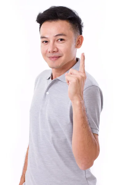 Happy, smiling man giving no.1 hand gesture — Stock Photo, Image