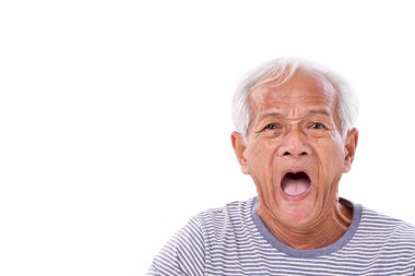 shocked, stunned, unhappy old man with surfers eye clipart