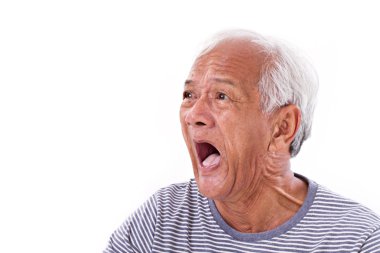 shocked, stunned, unhappy old man with surfers eye clipart