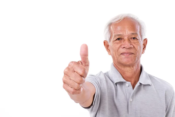 Hombre mayor dando pulgar hacia arriba — Foto de Stock