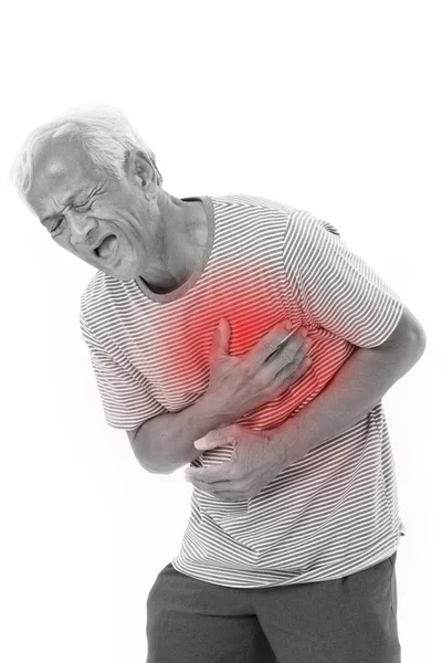 Kranker alter Mann erleidet Herzinfarkt — Stockfoto