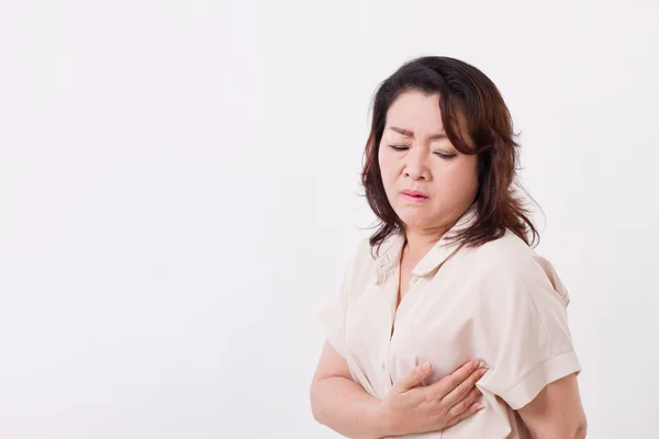 Donna di mezza età preoccupata per il cancro al seno — Foto Stock