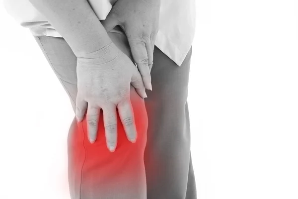 Middle aged woman suffering from knee pain, joint injury or arth — Stock Photo, Image