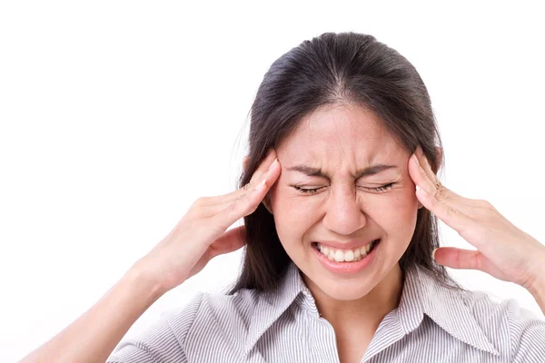 Femme souffre de maux de tête, migraine — Photo