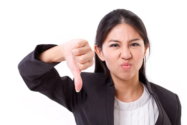 Business woman giving thumb down — Stock Photo, Image