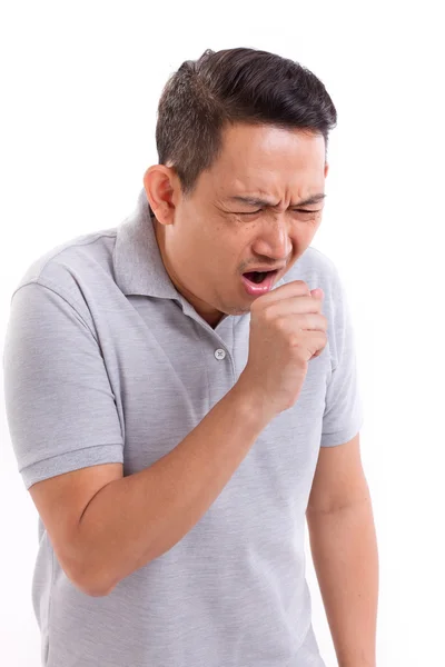 Enfermo tosiendo, estudio blanco aislado — Foto de Stock