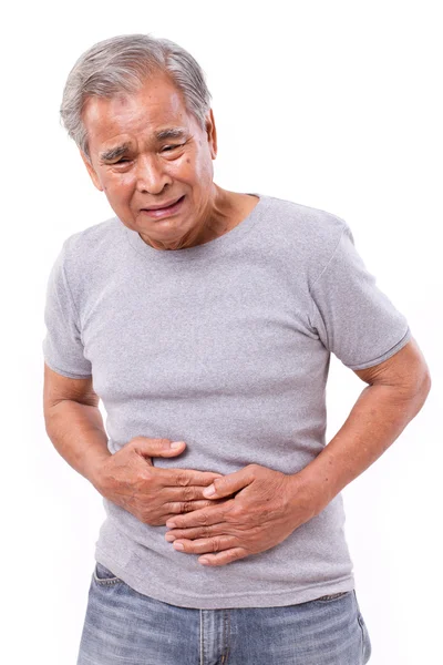 Sick old man suffering from stomachache, diarrhea, indigestive — Stock Photo, Image