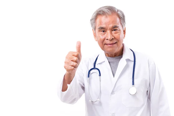 Asian doctor giving thumb up gesture — Stock Photo, Image