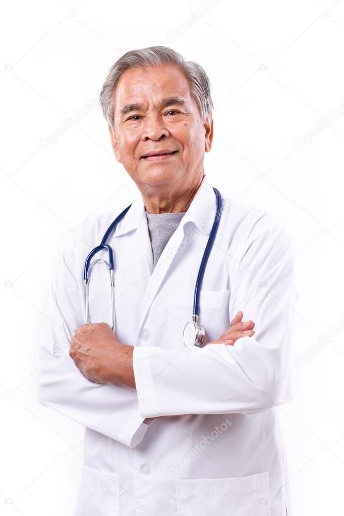 experienced asian doctor, arm crossing