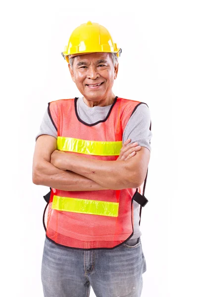 Succesvolle en taai senior bouwvakker of ingenieur met — Stockfoto