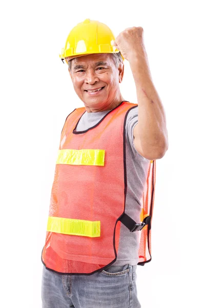 Succesvolle en taai senior bouwvakker of ingenieur met — Stockfoto
