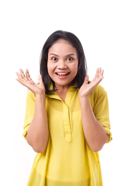 Exited, happy middle aged woman isolated — Stock Photo, Image