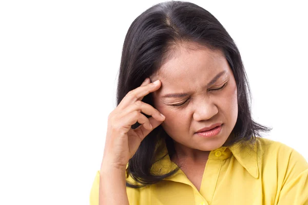 Donna frustrata che soffre di mal di testa o stress — Foto Stock