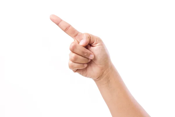 Female hand pointing up to blank space — Stock Photo, Image