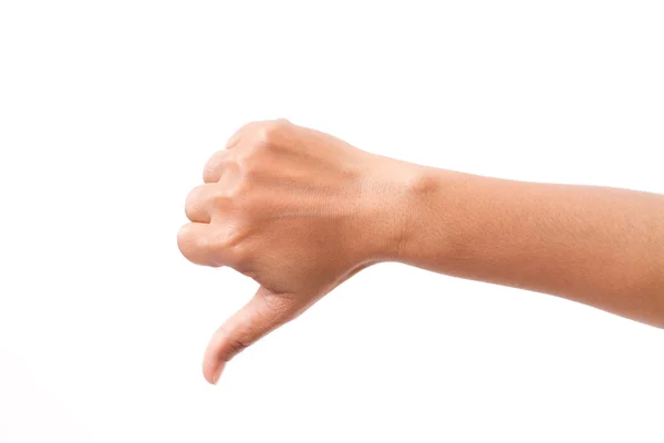 Hand with thumb down gesture, isolated — Stock Photo, Image