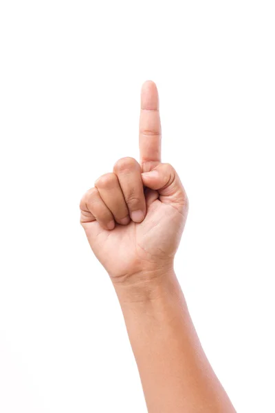 Hand pointing up, showing number 1 — Stock Photo, Image
