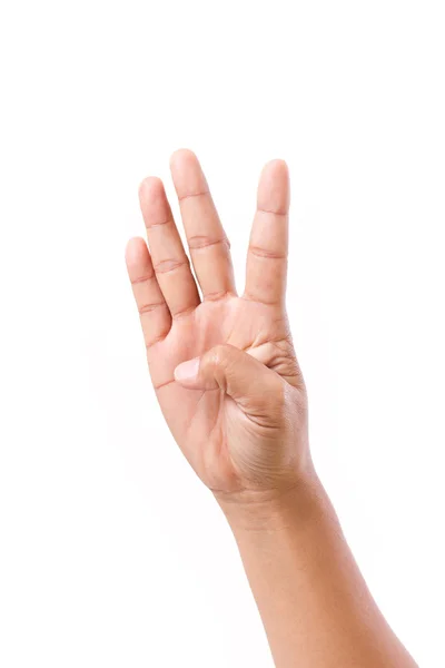 Hand pointing up, showing number 4 — Stock Photo, Image