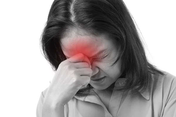 Gefrustreerd vrouw last hebt van hoofdpijn of stress — Stockfoto