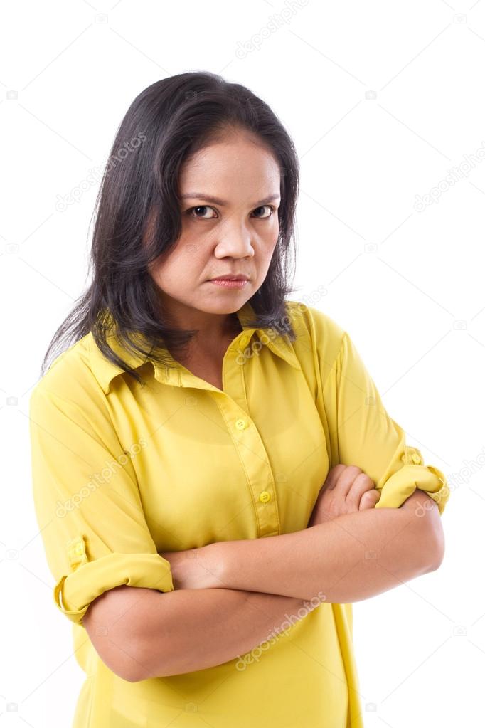 angry middle aged woman