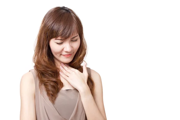 Хвора жінка з болем у горлі — стокове фото