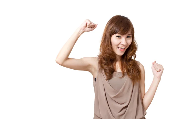 Mujer fuerte, positiva, sonriente, activa, enérgica — Foto de Stock