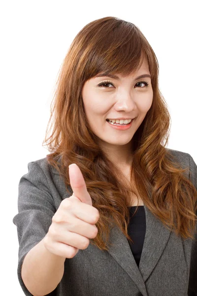 Business woman giving thumb up — Stock Photo, Image