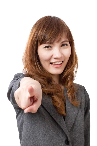 Business woman pointing to you — Stock Photo, Image