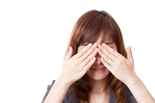 Business woman covering her eyes — Stock Photo, Image