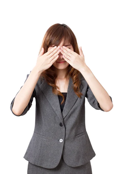 Business woman covering her eyes — Stock Photo, Image