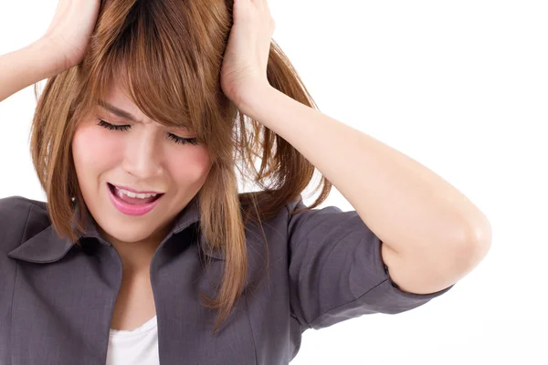 Mujer de negocios gritando, llorando, gritando en blanco aislado —  Fotos de Stock